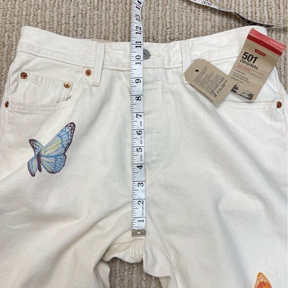 Levi’s 501 Original Fit Straight Leg Butterfly Print Jeans Size 28X28 Women - Picture 13 of 16